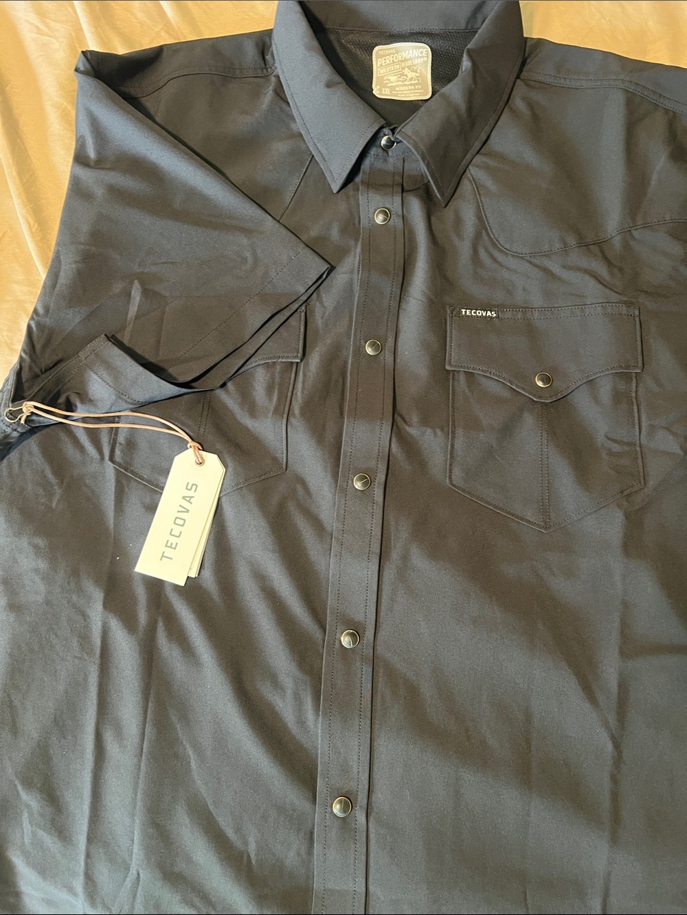 Tecovas Men’s Black Short-Sleeve Performance Button-Down Shirt